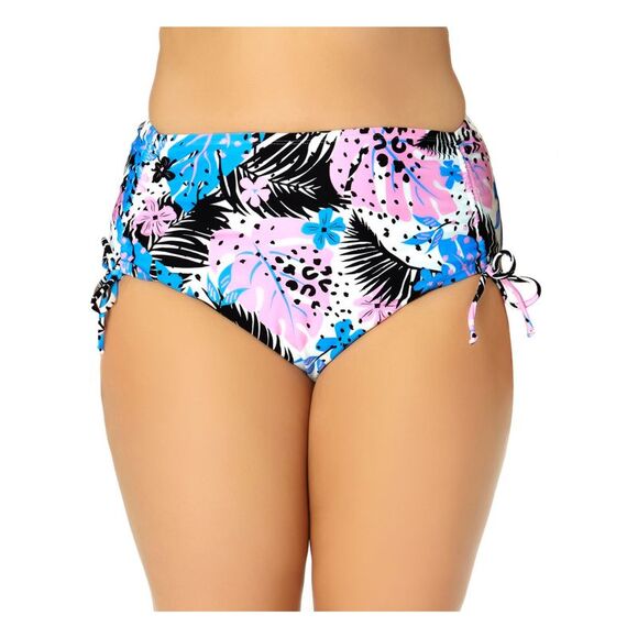 CALIFORNIA WAVES Women's White Cinched Tie High Waisted Swimsuit Bottom 2X - Picture 1 of 4